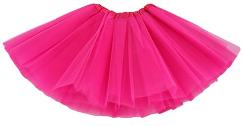 BGFKS Girls 3 Layered Tulle Tutu Skirt with Lining,Princess Ballet Dance Dress for Girls. Hot Pink