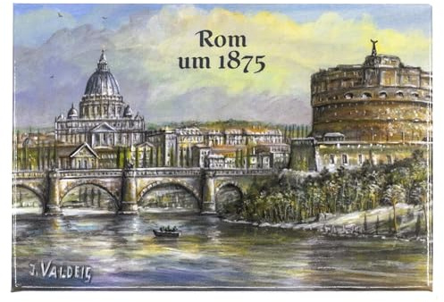 VALDEIG Kühlschrank-Magnet - Rom um 1875 - Kühlschrankmagnet Souvenir Italien, Engelsburg, Vatikan Souvenir, Magnete für Kinder, Kühlschrankmagnete für Foto Magnetkühlschrank, Geschenk Roma, M