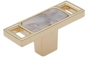 FIOLIRTL Türknopf 2 Stück Einlochschublade Kleiderschrank Türknauf Gold Marmor Muschelmuster Griff Weiß Grau