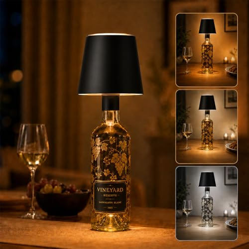GAROMIA LED Flaschenlicht ，Flaschenlampe Aufsatz Led Aufladbar ，3 Lichtfarben,Wetterfest Ip54, [Energieklasse A]