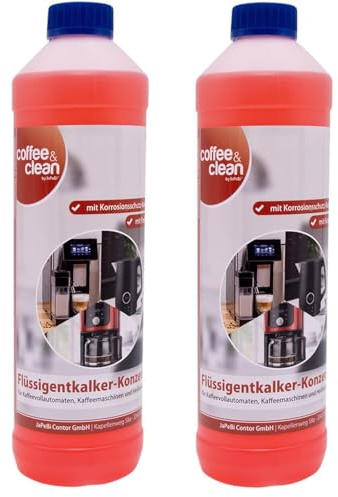 JaPeBi 2X 1 Liter Flüssigentkalker-Konzentrat mit Farbindikator und Korrosionsschutz für Kaffeevollautomaten und Haushaltsgeräte