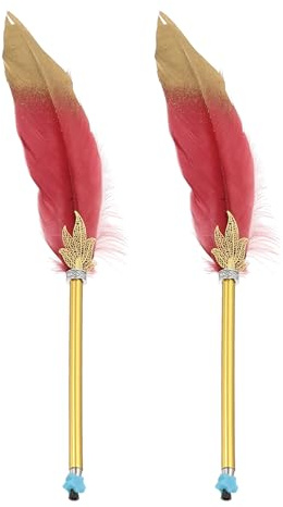PATIKIL Feder Kugelschreiber, 2 Stück 0.5mm Vintage Kalligraphie Stifte mit Feder zum Schreiben Büro, Gänsefedern Stift für Hochzeit Unterschrift, Dunkelrot & Gold