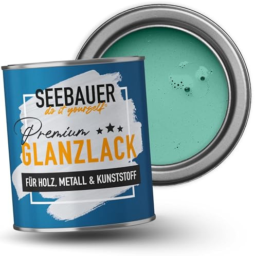 SEEBAUER diy Glanzlack Türkis 750ml für Innen & Außen (No. 773 Indian Sea) Möbelfarbe ohne Schleifen - Hybrid-Lack für Holz, Metall & Kunststoff - Holzlack, Möbellack hohe Deckkraft