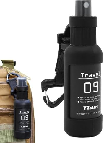 Qurygin Piccola bottiglia spray da viaggio, con corda a gancio, bottiglia spray per profumo liquido da 50 ml, bottiglia spray per capelli con manicotto in silicone per protezione solare