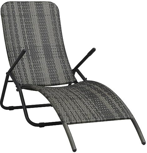 Xichuzi Klappbare Sonnenliege Poly Rattan Grau, Gartenliege, Liegestuhl, Sonnenstuhl, Sonneninsel Outdoor, Liegen, Gartenmöbel, Bäderliege, Relaxliege - 48128