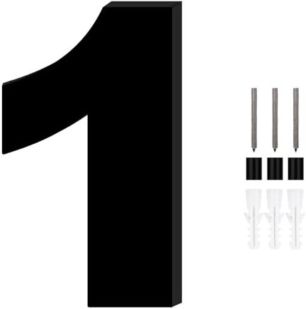 1 Pièce Numéro Boite aux Lettres,Chiffre Boite aux Lettres Exterieure,Chiffres de Boite aux Lettres,Numero de Rue,Numero de Maison Exterieur,Plaque Numero Maison Exterieur,Hauteur 20cm,Noir(Numéro 1)