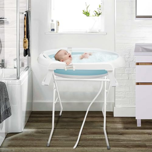 Vasca da bagno per neonati con Supporto - Pieghevole Vasca da Bagno Bambini Fino a 2 anni - Permette una Corretta Postura Della Schiena - Bagno Piacevole Senza Problemi-66 * 61 * 82 cm-verde