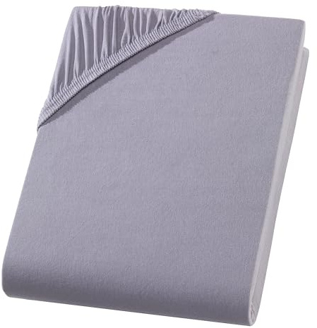 Premium Spannbettlaken - 90-100 x 200 x 30 cm - 97% Baummwolle 3% Elastan - Oeko-tex® Made in Green zertifiziertes Spannbetttuch - Gummizug - Grau