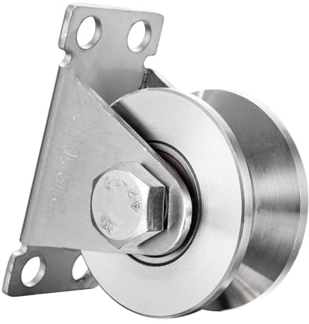 KCNOFNC Umlenkrolle mit 2 Kugellager, 304 Edelstahl Fitness flaschenzug, 48mm V Typ Umlenkrollen für 12mm Seile Stahlseil, Tragkraft 500kg, 1 Stück