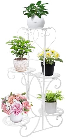 M.J COMFY-LIFE 5 Tier Plant Stand Flower Pot Shelf Rack Holder Garden Christmas Home Décor (White)