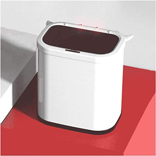 ASumPio Poubelle Intelligente Créative De 10 L, Poubelle Automatique Domestique avec Couvercle, Petite Poubelle De Salle De Bain, Poubelle sans Contact,White