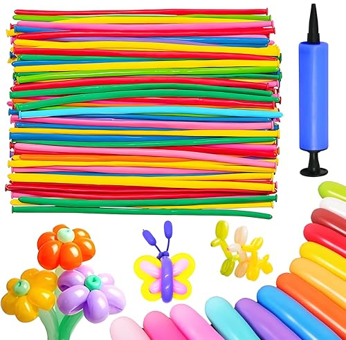YOUYIKE Modellierballons, 50 Stück Luftballon Lang mit Pumpe, DIY Mehrfarbig 260Q Latex Luftballons Tiere Formen für Party Dekoration