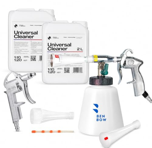 BenBow All-in-One Reinigungsset mit Ausblaspistole & 3 Düsen + InsideCleaner – Druckluft-Komplettset für Auto-Innenraumreinigung & Fahrzeugpflege