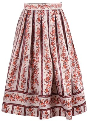 Generisch Trachtenmode Damen, Trachtenrock Damen Dirndl Schürze Knielang Dirndlschürzen Mit Schleife Große Größen Trachtenkleid Rock Unterrock Faltenrock für Oktoberfest Rot M