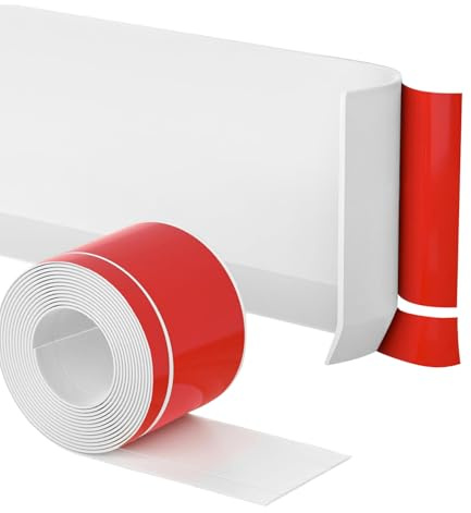 Rusoz Weichsockelleiste Selbstklebend Weiß, 6M PVC Sockelleiste Selbstklebend Flexibel, 50mm+20mm Küchenabschlussleiste Für Boden und Wand, Einfach zu Installieren