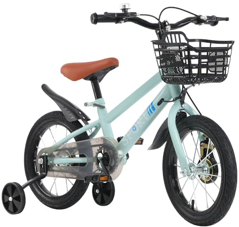 Supfine Kinderfahrrad Fahrrad mit Korb für 2-4 Jahre alte Kinder, 12 Zoll mit Glocke und Stabilisatoren