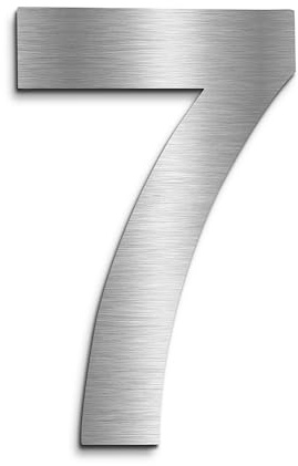 KTC-HOME - Numero civico Premium in acciaio inox con materiale di montaggio – Arial – altezza 20 cm – satinato K230 – antiruggine e resistente alle intemperie – Numero civico 7 –