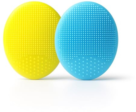 Silicone Face Scrubber Baby Cradle Cap Brush (Pack of 2) Gentle Exfoliator for Face Cleansing Baby Scalp Care Blackhead Removal Deep Pore Cleaning Soft Silicone Facial Cleansing Brush
