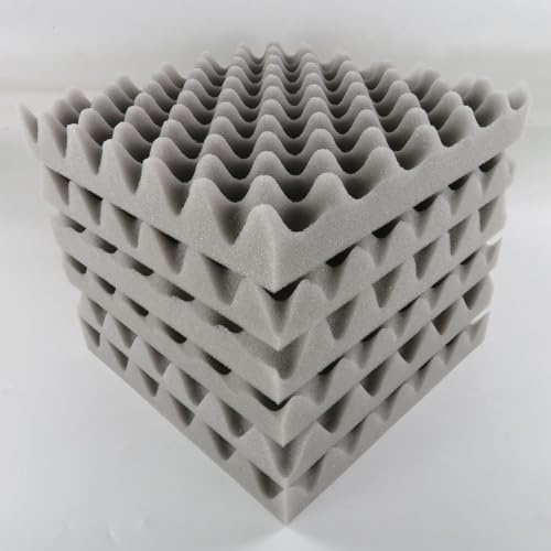 POENVFPO 12-Pack Acoustic Foam Panels, 2 Inch Thick Egg Crate Sound Isolation Panels for Studio, Home Theater, KTV, Office, Multiple Colors (Grey)