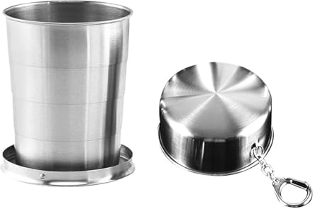 Frhwye Taza Viajera En Acero Inoxidable,2 Piezas Plegable Antifugas Con Llavero,Vaso De Viaje Para Café Y Agua | Al Aire Libre, Camping, Senderismo, Mochilero, Playa, Picnic, Hogar, Oficina, Escuela