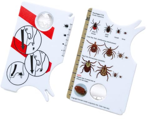 Simsky 2 schede di zecche per persone e animali domestici, con lente di ingrandimento integrata, compatibile con cani e gatti, rimozione rapida e delicata delle zecche, strumento di emergenza