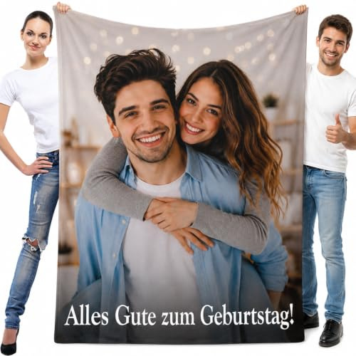 petellow Personalisierte Decke Foto Geschenk für Valentinstag für Ihn Sie | 100% Flanell Kuscheldecke Valentinstagsgeschenk, Personalisierte Geschenke für Frauen Männer, Fotogeschenke zum Jahrestag
