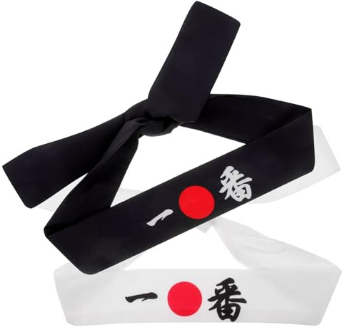 TOVINANNA 2 Stück pack Japanische Stirnbänder aus Baumwolle mit Schweißabsorption für Sport und Kostümpartys im Japanischen Stil