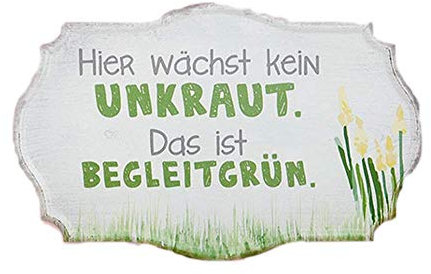 GD Schild/Metallschild mit Spruch Hier wächst kein Unkraut. 30 x 19 cm