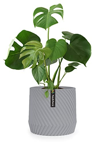 Fox & Fern Großer 30,5 cm großer Übertopf – hochwertiger Polystein-Blumentopf mit 3D-Textur und Drainagestopfen; 30,5 cm große Töpfe für Pflanzen im Innenbereich; großer Übertopf für Innen- und