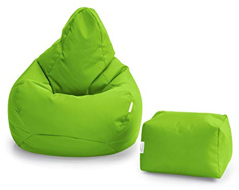 Loft 25 Saccosäck Gamer Stol | Utomhus Inomhus Vardagsrum Beanbag Seat | Vattentålig | Ergonomisk Design För Kroppsstöd | Slitstark & Bekväm (Lime)