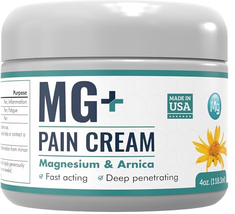 Mars Wellness MG+ Magnesium Cream Pain Relief - Extra Strength Magnesium and Arnica Cream - 4 OZ Tub - Neuropathy, Muscle Pain, and Leg Cramps Relief - 1 Pack