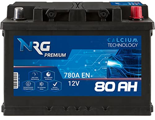 NRG Premium Autobatterie 12V 80Ah 780A/EN Batterie ersetzt 70AH 72AH 74AH 75AH 76AH 77AH