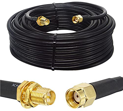 Boobrie SuperFlex Cavo Coassiale RG58 Aggiornato RP-SMA Cavo 15M Cavo coassiale RP-SMA Maschio a RP-SMA Femmina Cavo Antenna RP SMA Estensore RPSMA per antenna WiFi 4G Router wireless Wifi Hotspot