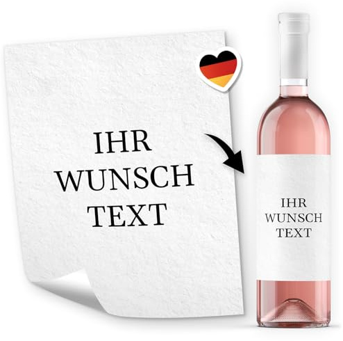 8 Flaschenetiketten selbstklebend mit Text personalisiert - Etikett edel und schlicht - Flaschen Aufkleber für Wein oder Sekt schlicht weiss edel blanko