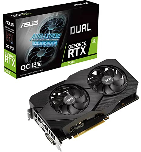 ASUS Dual GeForce RTX 2060 Evo OC Edition Carte Graphique (PCIe 3.0, mémoire GDDR6 12 Go, HDMI, DisplayPort, DVI-D, Ventilateur Axial-Tech, Technologie 0dB, Auto-Extreme)
