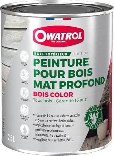 OWATROL - BOIS COLOR 2.5L - Teinte Blanc – Peinture pour bois extérieur opaque – Finition Mate