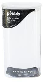 PEBBLY - Boîte de Conservation Haute et Carrée en Verre avec Couvercle en Verre - Un Rangement Optimisé pour une Cuisine Organisée, Protégez vos Aliments Secs tout en Limitant le Gaspillage