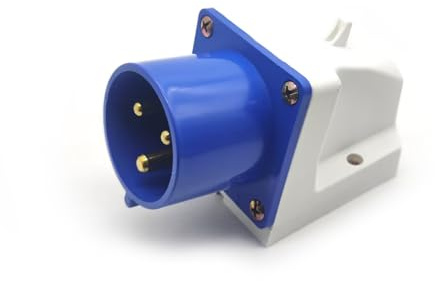 Elecbee 32A 3-polig CEE Industriell Stecker, 32A 220‑250V Blauer Industriestecker 50/60Hz 2P+E 6h IP44 IEC60309 Stiftbuchse zur Oberflächenmontage mit Box