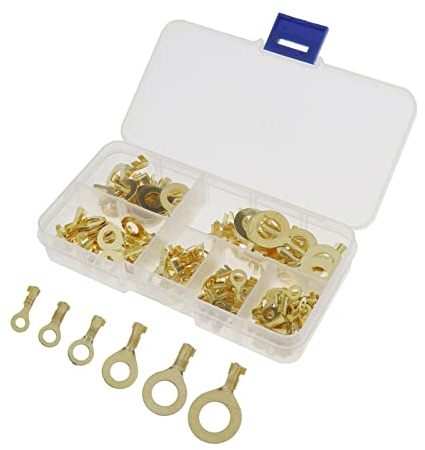 GASELO Connettori a crimpare, terminali a crimpare, 150 Pezzi M3/M4/M5/M6/M8/M10 Occhielli a crimpare in Rame Terminali ad Anello Capicorda Connettore for Cavi Kit assortimento Fai da Te Non Isolato