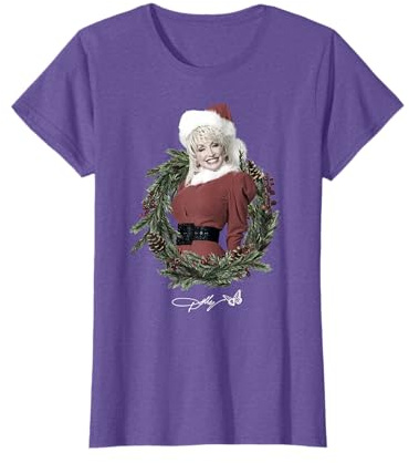 Dolly Parton Girls Winter Christmas T-Shirt, Black, Small