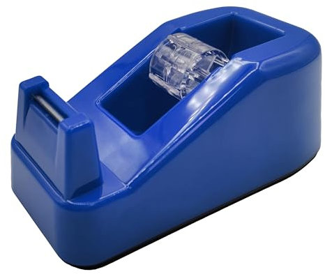 RAYLU PAPER – Dispenser di nastro adesivo per ufficio, con peso e base antiscivolo, resistente, adatto per rotoli di nastro adesivo da 33 m (Blu)