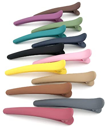Abteilklammern Friseur, HaarKlammern Friseurbedarf, 12 Stück Haarspange Friseur Damen Haarklammer Klein Combi-clip Haarclips Bunt, Hair Clips Karte, Krokodil Haarklammer aus Kunststoff (7.5cm)
