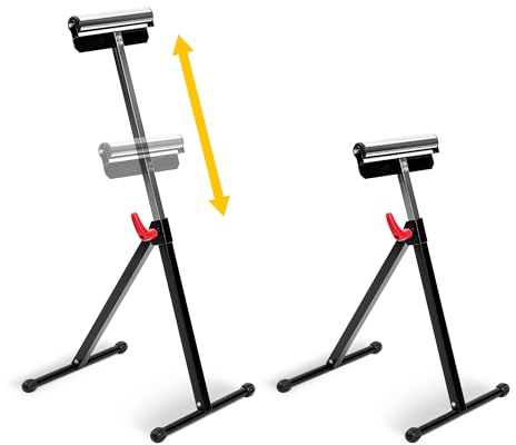 Houseables Verstellbarer Rollenständer für Holzbearbeitung, 2 Stück, 61,2 kg Kapazität, klappbarer Rollenständer, verstellbare Höhe, 66 cm - 111,8 cm, Auslauftischsägenverlängerung, Rollenstützständer