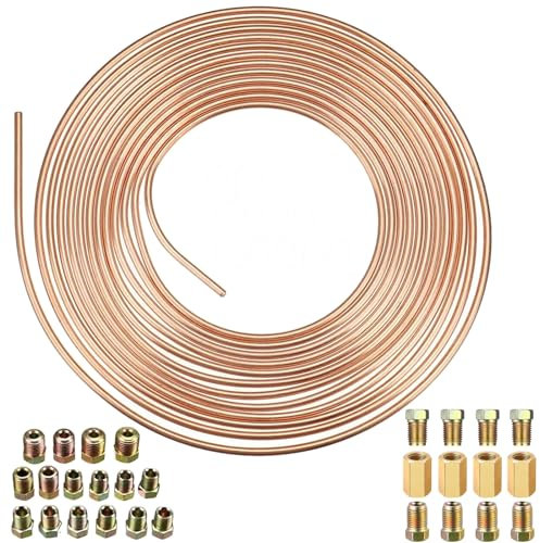 AXILYZE 10m Auto-Bremsleitung Ø 4,76mm (3/16) Set mit 24Pcs Verschraubungen & 4Pcs Verbinder für Bremsleitung Bördel DIN/SAE Kupfer Verkupfertes Stahl Sortiment