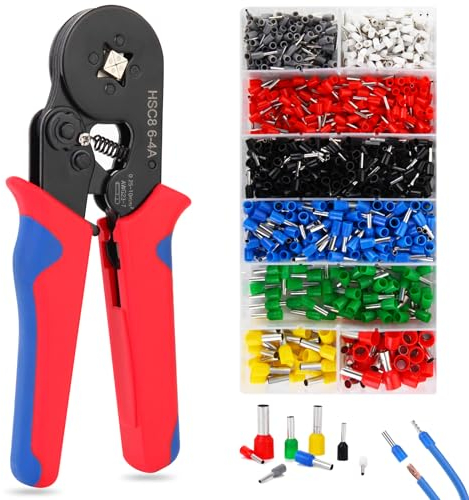 Juego de férulas con 1200 unidades, juego de alicates de engarce para 0,25-10 mm² (AWG 23-7)