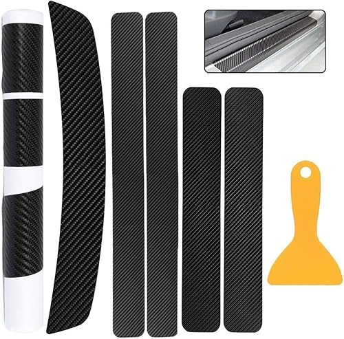 6 piezas, pegatinas de fibra de carbono para umbrales de coche, cubierta de placa de escalón de puerta, protección universal de puerta de coche, pegatinas de umbrales protección de bordes, cubierta