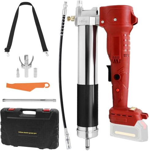 Fettpresse Kompatibel mit Makita Akku, 3 Gang Verstellbare Einhandfettpresse, 200W Hochleistungs, mit Fettpresse Mundstück, Flexschlauch und Metallrohr, für Mechanische Ausrüstung Ölen(Ohne Akku)