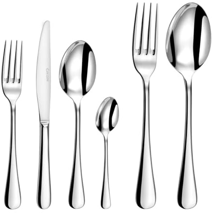 COUZON - Ménagère 50 couverts de table pour 12 personnes - Clipper - Acier inoxydable 18/10, Finition Miroir, Epaisseur 2.5 mm - Inox
