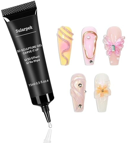 Sularpek Gel 3D Nail Art, 15g Sculpture Gel à ongles, Multifonctionnel Colle à Ongles Sculpting, pour DIY Nail Design Sculpture Nail Styling dans la Maison