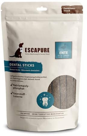 ESCAPURE Dental Stick - Natürlicher Entenfleisch Snack mit Luzerne für Hunde – Premium Protein Leckerli gegen Zahnstein - Maulhygiene leicht gemacht & gesunde Zähne (150g)
